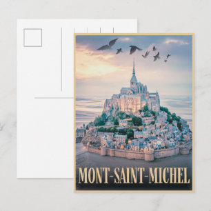 Cartão Postal Presentes Vintage Mont-Saint-Michel França Normand