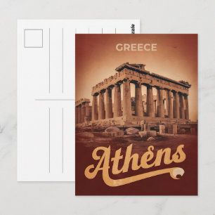 Cartão Postal Presentes vintage Viagens Atenas capital da Grécia