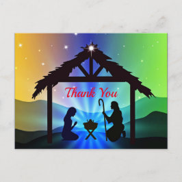 Cartão Postal Presépio Gráfico de Natal Obrigado