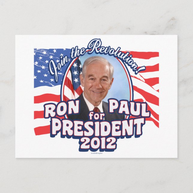 Cartão Postal Presidente 2012 de Ron Paul (Frente)