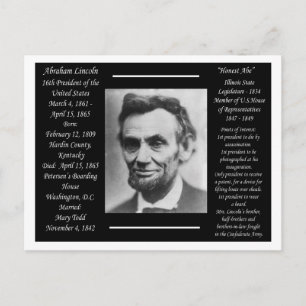 Cartão Postal Presidente Abraham Lincoln