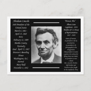 Cartão Postal Presidente Abraham Lincoln