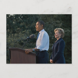 Cartão Postal Presidente Barack Obama e Hillary Clinton