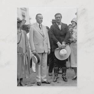 Cartão Postal Presidente Coolidge e Tom Mix