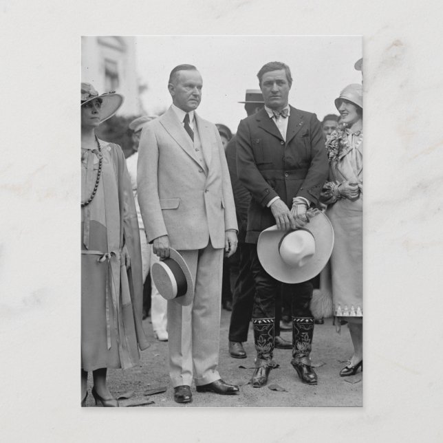 Cartão Postal Presidente Coolidge e Tom Mix (Frente)
