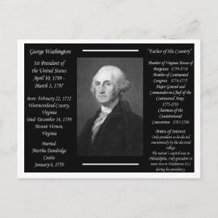 Cartão Postal Presidente George Washington