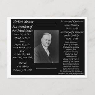 Cartão Postal Presidente Herbert Hoover