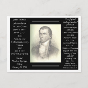 Cartão Postal Presidente James Monroe