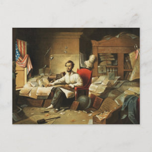 Cartão Postal Presidente Lincoln Escrevendo Proclamação da Liber