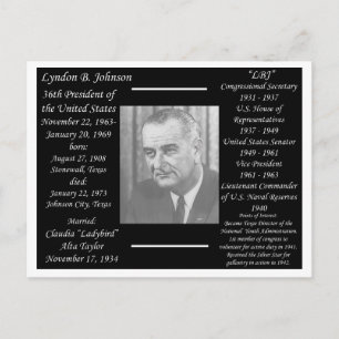 Cartão Postal Presidente Lyndon Johnson