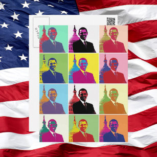 Cartão Postal Presidente Obama Pop Art
