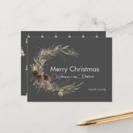 Cartão postal preto a cores da época natalina