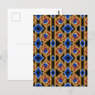 Cartão Postal Preto Azul Vermelho Dourado Arte Abstrata Ombre Ab