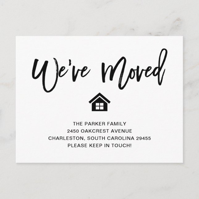 Cartão Postal Preto & Branco | Anúncio em Movimento Moderno (Frente)