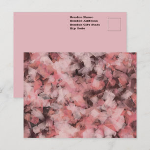 Cartão Postal Preto Cinza Rosa Branco Geométrico Abstrato Modern