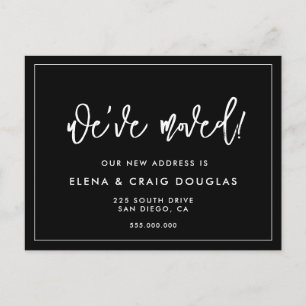 Cartão Postal Preto Contemporâneo Mudamos Endereço novo
