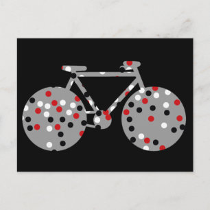 Cartão Postal preto de bicicleta e bolinhas