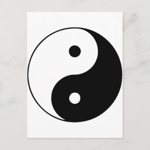 Cartão Postal Preto de Taijitu do chinês do sinal do taoísmo d