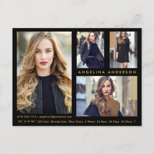 Cartão postal preto Dourado para o Ator Modelo 4 F