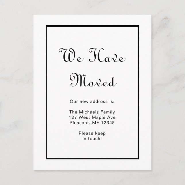 Cartão Postal Preto e Branco Clássico que Mudamos (Frente)