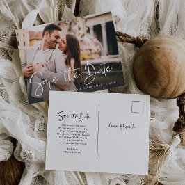 Cartão Postal Preto e Branco Moderno | Foto Salvar a Data