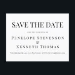 Cartão Postal Preto Elegante De Orçamento Guardar A Data<br><div class="desc">Ortografia branca e negra clássica do orçamento Casamento de tipografia branca Salve o Cartão-Postal de Data</div>