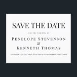 Cartão Postal Preto Elegante De Orçamento Guardar A Data<br><div class="desc">Ortografia branca e negra clássica do orçamento Casamento de tipografia branca Salve o Cartão-Postal de Data</div>