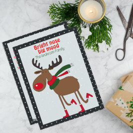 Cartão postal preto retrô de Natal com renas fofas