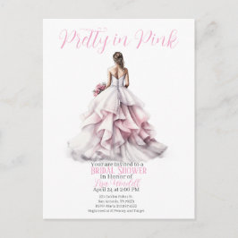 Cartão Postal Pretty in Pink Bridal Shower Invitation 