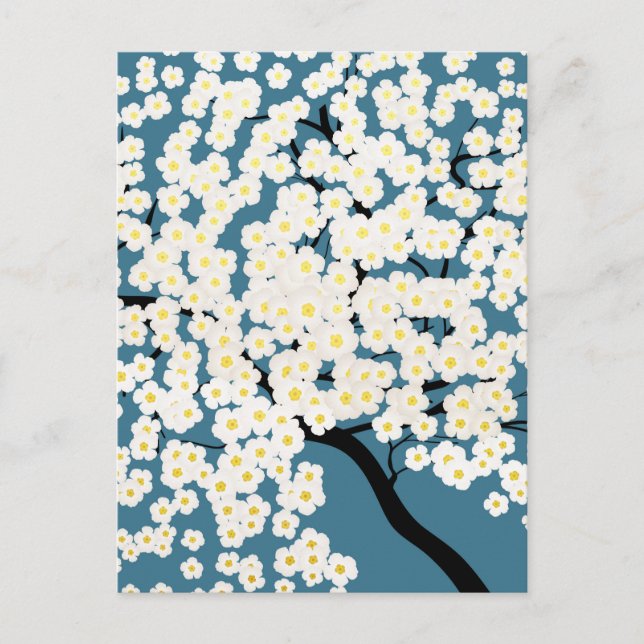 Cartão Postal Pretty White Flowers Blossom Tree Art (Frente)