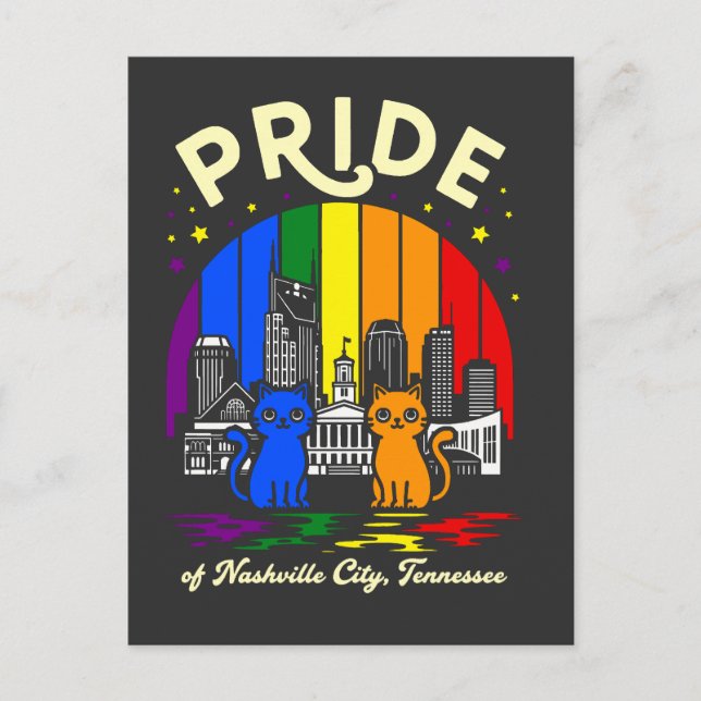Cartão Postal Pride of Nashville City Tennessee Cats Rainbow Fla (Frente)