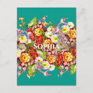 Cartão Postal Primárias Coloridas Primavera Floral Cuta Personal