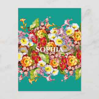 Cartão Postal Primárias Coloridas Primavera Floral Cuta Personal