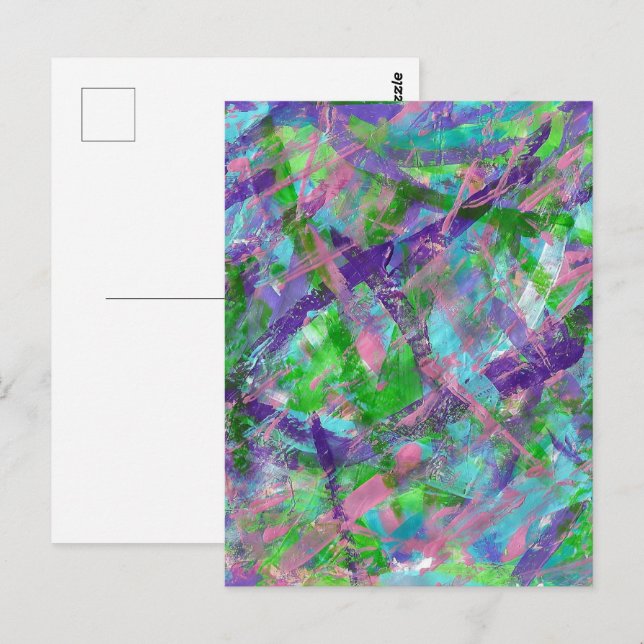 Cartão Postal Primavera: Abstrato colorido (Frente/Verso)