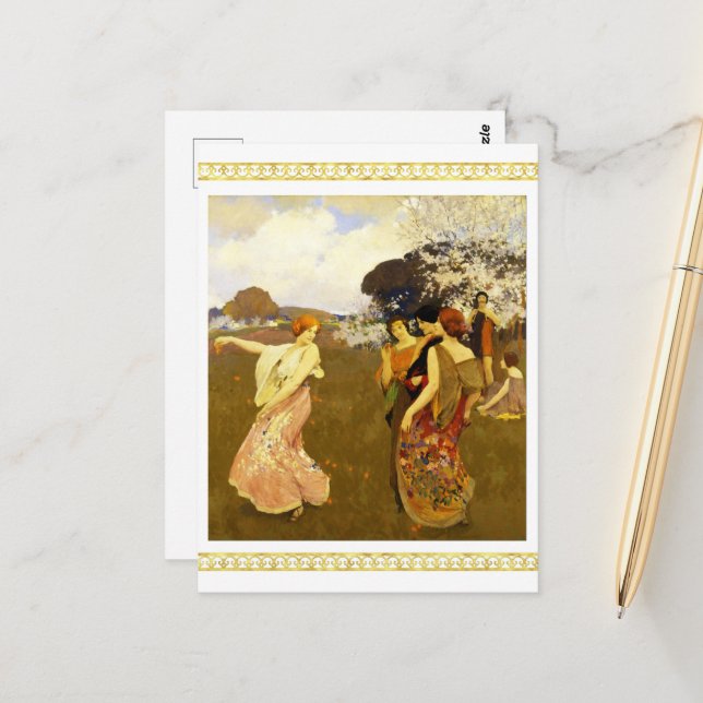 Cartão Postal Primavera, Arthur F. Mathews (Frente/Verso In Situ)