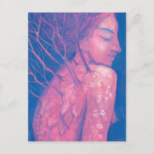 Cartão Postal Primavera Awakening Dryad Fantasy Girl Floresta Má