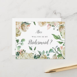 Cartão Postal Primavera Cream Garden Floral Bridesmaid