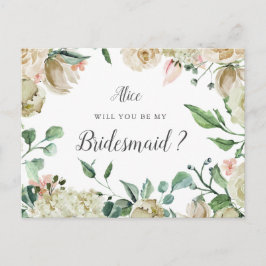 Cartão Postal Primavera Cream Garden Floral Bridesmaid