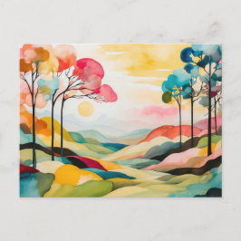 Cartão Postal Primavera de água Abstrato colorida