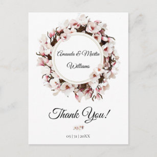 Cartão Postal Primavera de Casamento Personalizado Flor Obrigado