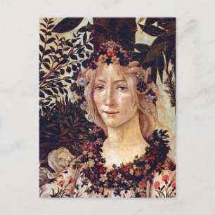 Cartão Postal Primavera, detalhe Flora, Botticelli c. 1482