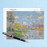 Cartão Postal Primavera do Seine Claude Monet<br><div class="desc">Cartaz de arte com a pintura,  Primavera do Sena,  de Claude Monet (1878). Uma paisagem impressionista com os parisienses proclamando ao longo do rio Sena em Paris,  França.</div>