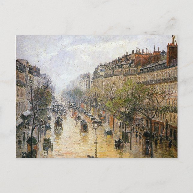 Cartão Postal Primavera em Montmartre por Camille Pissarro (Frente)