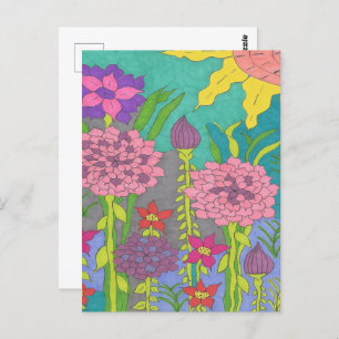 Cartão Postal Primavera Floral Garden Art