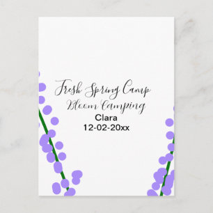 Cartão Postal Primavera fresca camping lavanda flores nome data 