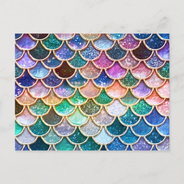 Cartão Postal Primavera Mermaid Glitter Scals - Mermaidescales (Frente)