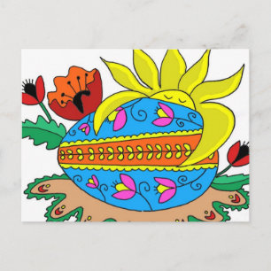 Cartão Postal Primavera Sun e Pysanka