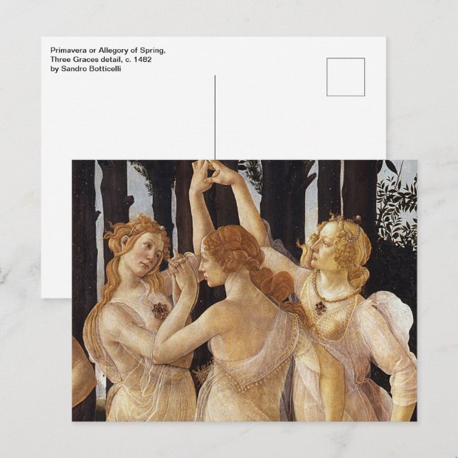 Cartão Postal Primavera, Três Graves de Sandro Botticelli (Frente/Verso)