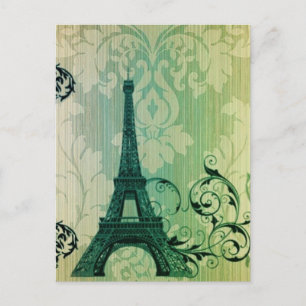 Cartão Postal primavera verde damasco Paris Eiffel Torre