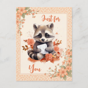 Cartão Postal Primavera Watercolor Raccoon - Só para você -